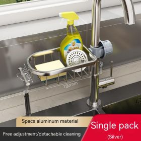 Domestic Sink Dishwashing Cloth Draining Storage Rack (Option: Silver Basic Style)